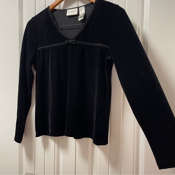 Liz Claiborne Vintage Velvet Long Sleeve Black - SP - Picture 4 of 10